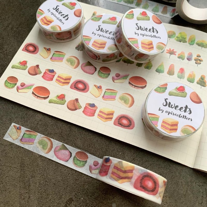 Sweets Washi Tape - 紙膠帶/和紙/PET - 紙 多色