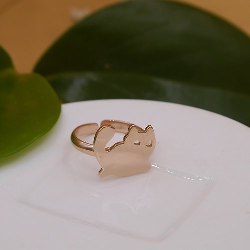 CASO JEWELRY Handmade Little Cat Ring - Pink gold plated , Little Me by CASO jewelry