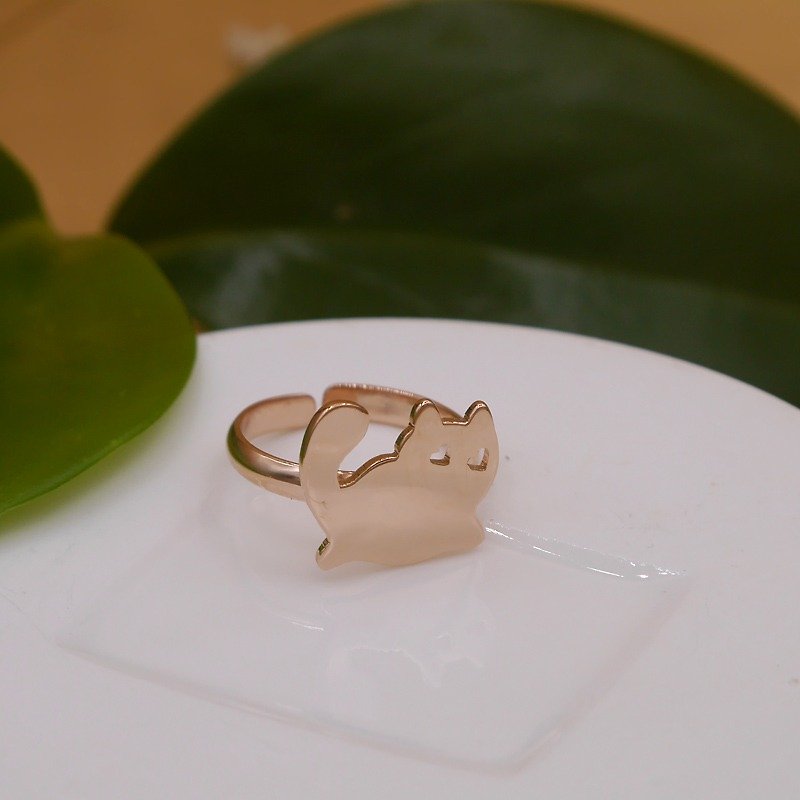 Handmade Little Cat Ring - Pink gold plated , Little Me by CASO jewelry - 戒指 - 其他金屬 粉紅色