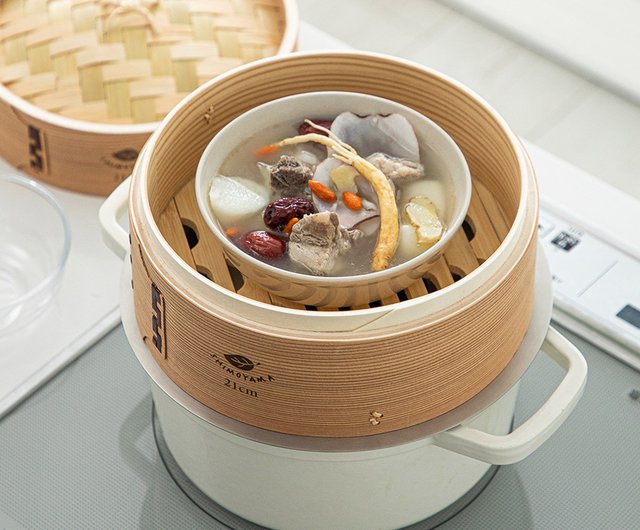 竹製 4段式 蒸し器 蓋付き 竹製 せいろ（外側アルミ素材）直径約