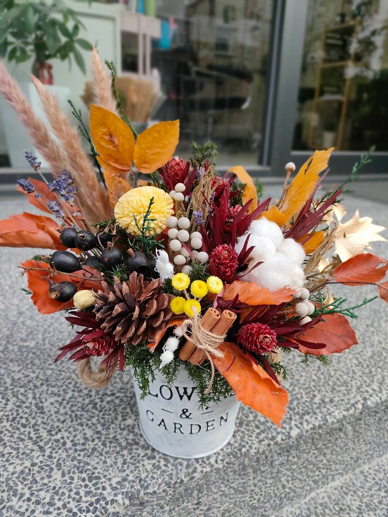 Autumn Harvest Winter Collection Immortal Dry Flower Ceremony Opening Potted Flower Table Flower Ceremony - Items for Display - Plants & Flowers Red