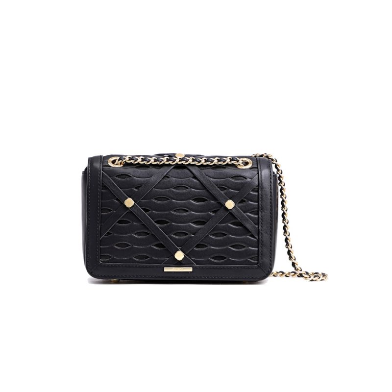 Hanada Leather Crossbody & Shoulder Handbag - กระเป๋าแมสเซนเจอร์ - หนังแท้ สีดำ