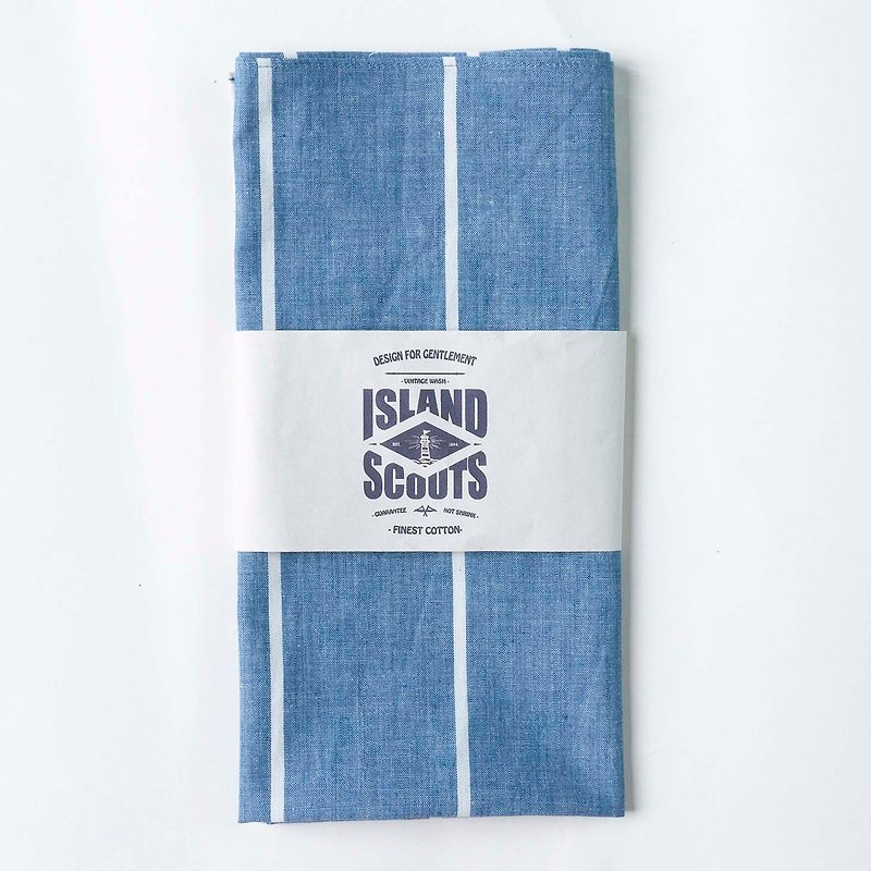 Islands Scouts Bandana - Indigo Chambray Stripes  Regular price - ผ้าพันคอ - ผ้าฝ้าย/ผ้าลินิน สีน้ำเงิน