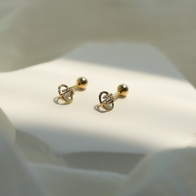 Fine Inlaid Four-Claw Single Diamond Medical Steel Ball Earrings Can Be Wearable For Bathing - ต่างหู - สแตนเลส สีทอง
