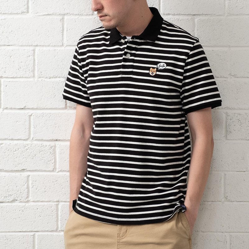 【Pjai】 Embroidaery Polo T-shirt- Black (TP696) - Unisex Hoodies & T-Shirts - Cotton & Hemp Blue