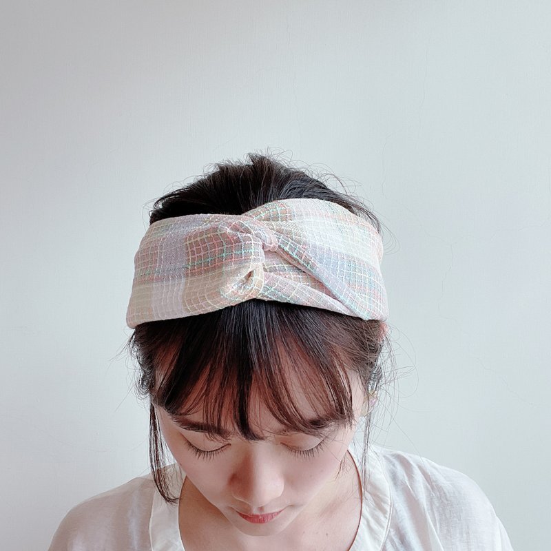 棉花糖色票 好煩小姐 交叉髮帶 - 髮箍/髮帶 - 聚酯纖維 粉紅色