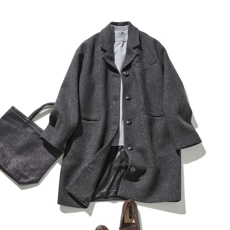 A stylish wool coat that adults will want to wear Mid-length coat Dark gray 191205-14 - Women's Blazers & Trench Coats - Wool 