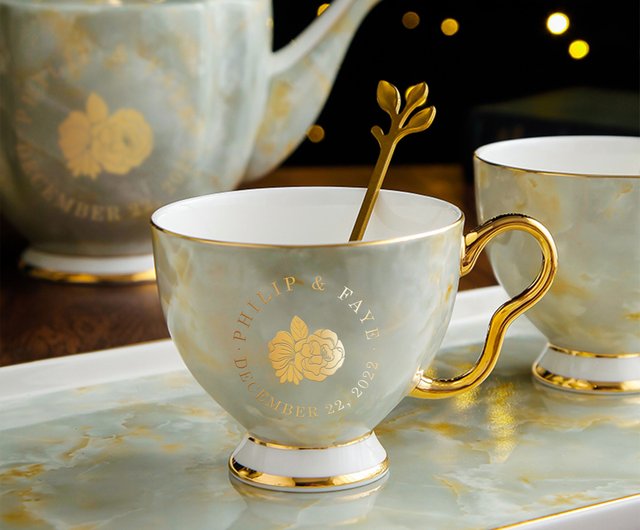 Creative Bone China Cup and Saucer Set French Afternoon Tea Gold