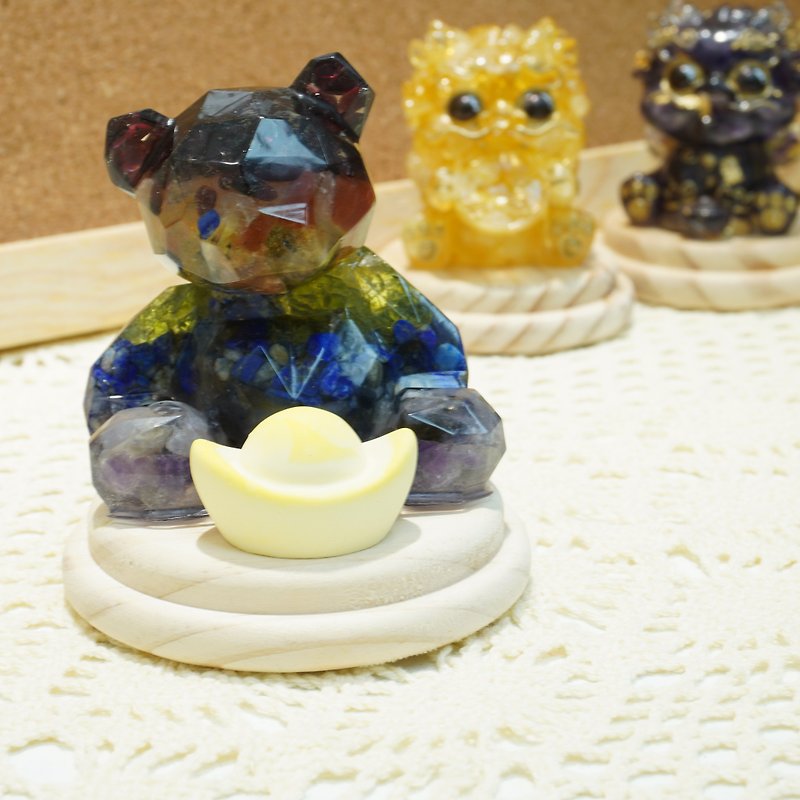 【DIY Handmade】Seven-color Crystal Expansion Stone Yuanbao Bear Cub Set - Items for Display - Crystal Multicolor