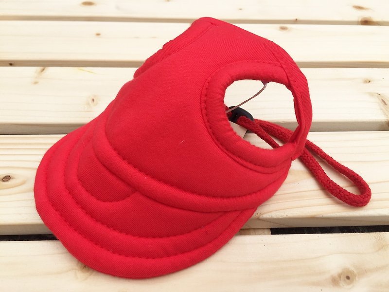 紅色素色遮陽帽M - 寵物衣服 - 棉．麻 多色