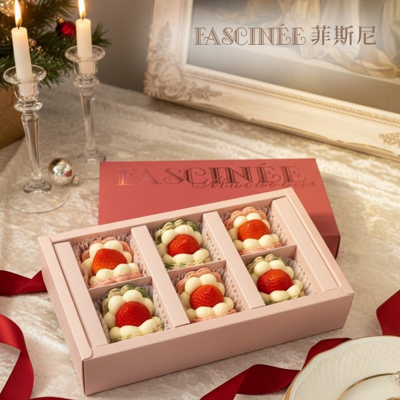 [Pre-order] Snow Flame Strawberry Macaron Gift Box (6 pcs) - Cake & Desserts - Fresh Ingredients 