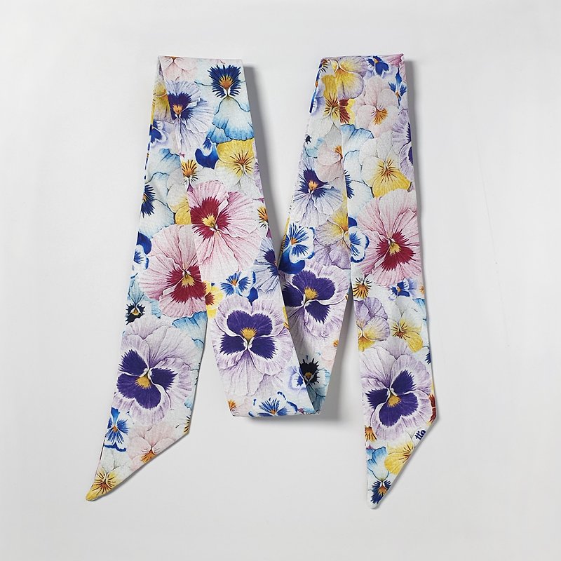 flower twilly scarf : Pansy - Scarves - Polyester Multicolor