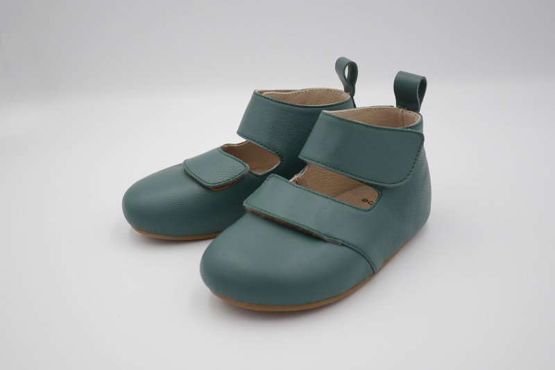 Mid boots Velcro felt cheerful green flats for kids - รองเท้าบัลเลต์ - หนังแท้ สีเขียว