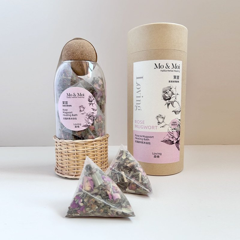 茉苜 Mo & Moi 玫瑰 抹草 沐浴包  手工藤編瓶 12入 - 香氛/精油/擴香 - 植物．花 粉紅色