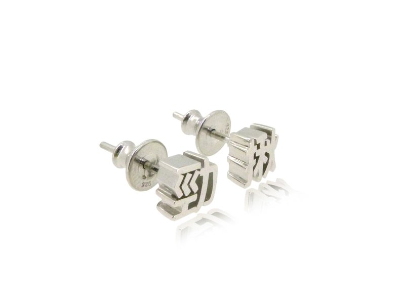 HK259~ 925 SILVER <勁揪> EARRINGS - ต่างหู - เงิน สีเงิน