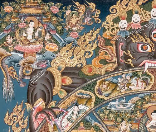 チベット仏教 マンダラ アート 生死の輪タンクァアート、チベット仏教のマンダラ絵画 - ショップ