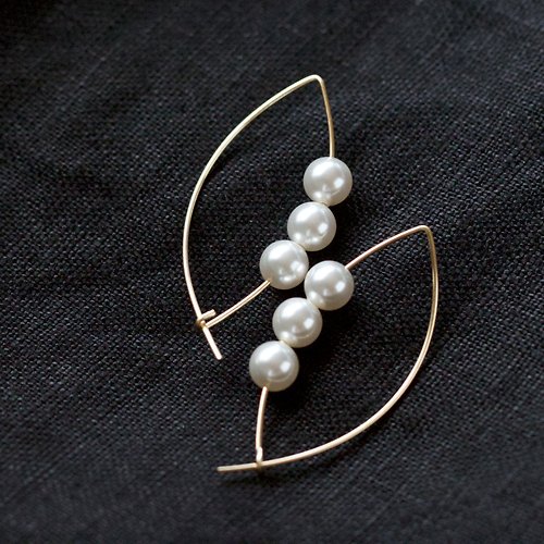 stella-jewelry 14kgf Swarovski Pearl Marquise Pin Pierced Earrings