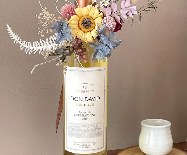 ひまわり不滅の花瓶ワインボトルフラワーギフト乾燥花ひまわりウェディングギフト ショップ Roomfloral ドライフラワー ブーケ Pinkoi