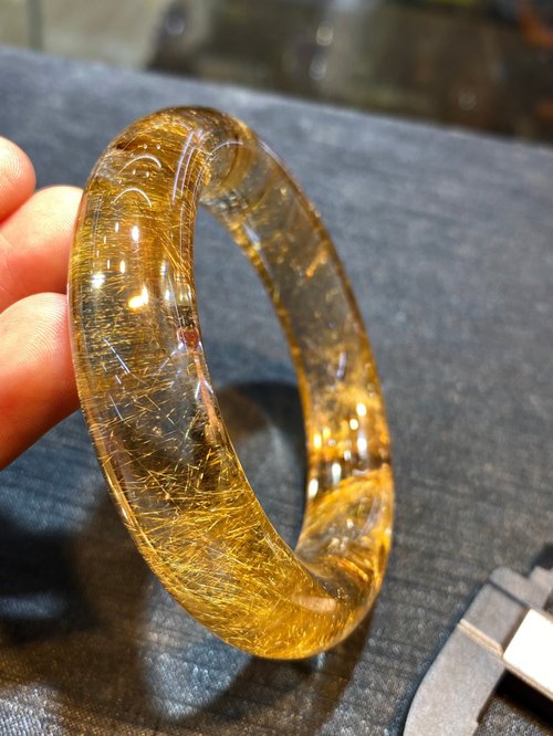 一念之間 收藏級 超美純天然金銅發晶手鐲 內徑55mm 可遇不可求