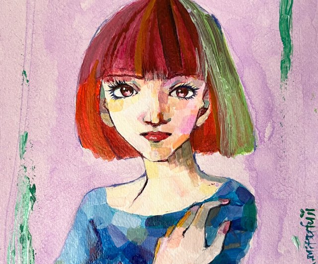原画】アクリル画 「Lady Red」