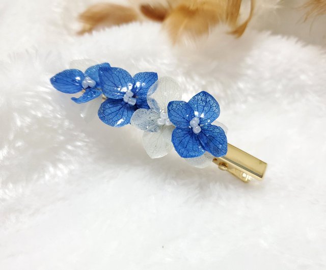 刺しゅう不滅の花レジンかんざしブルーフラワーシー ショップ Nabi Honey Garden ヘアアクセサリー Pinkoi