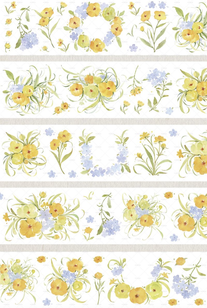 Wind Caresses Flowers Washi Tape 10m Roll - มาสกิ้งเทป - วัสดุอื่นๆ หลากหลายสี