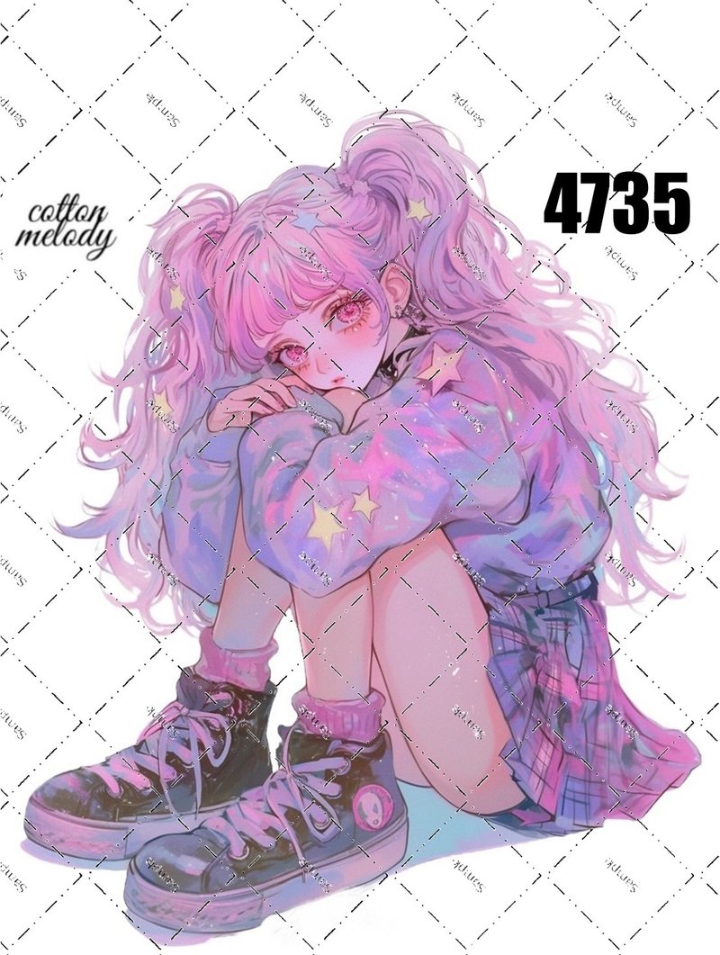 original sticker no.4735 人物ステッカー オリジナルステッカー オリジナル人物ステッカー 装飾ステッカー cotton melody - 貼紙 - 紙 