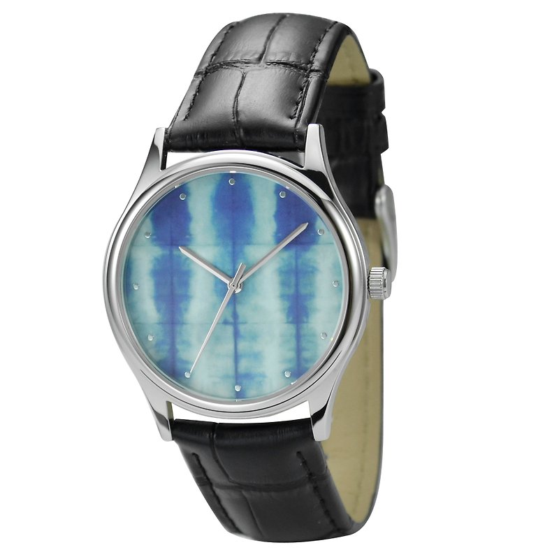 絞り染め柄の時計、ユニセックスデザイン、全世界送料無料 - 腕時計 - 金属 ブルー