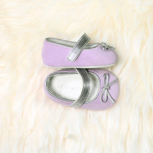 THOUZANDS 紫色雙色蝴蝶結嬰兒鞋 / 手工學步鞋 / 客製烙印 / 訂製 / 禮物