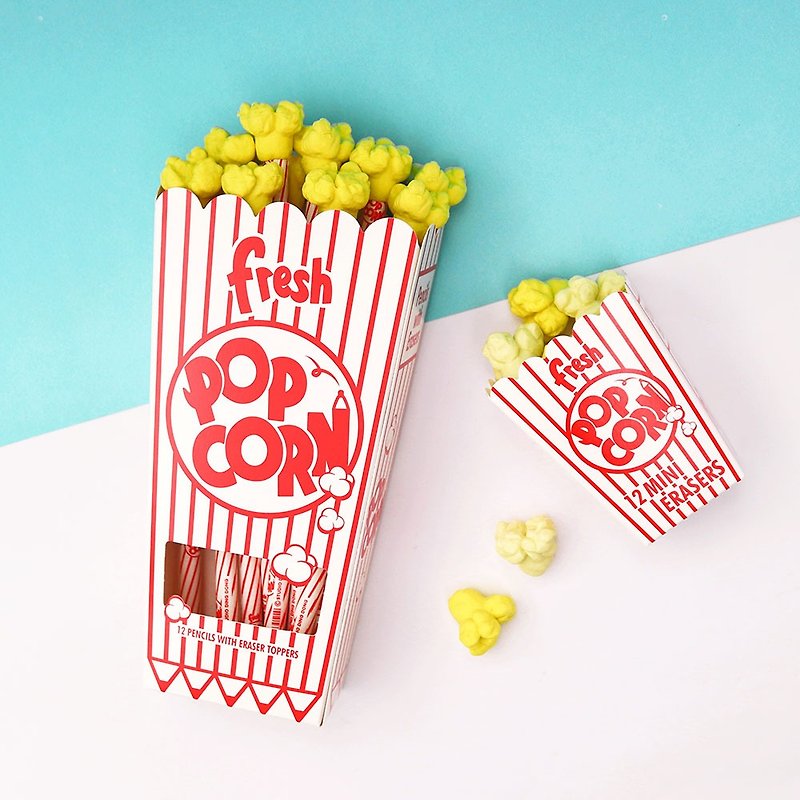[叮咚2019 blessing bag] sweet popcorn special combination / pencil & eraser - ดินสอ - ไม้ สีแดง