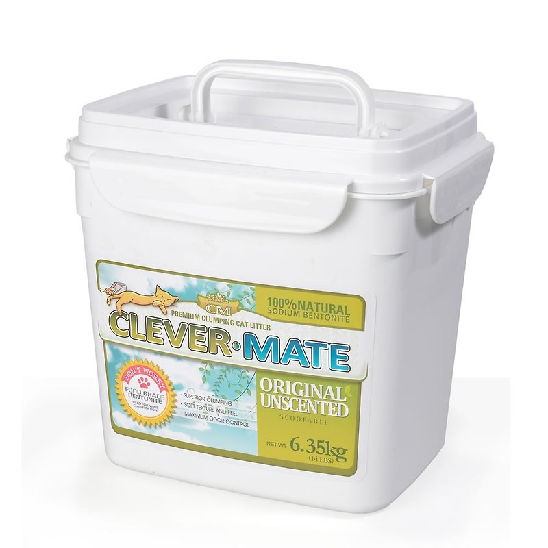 CEVER MATE天然ベントナイト+デオドラント+抗菌キャットリター - 無味（6.35 kg /バレル） - グルーミング - その他の素材 グリーン