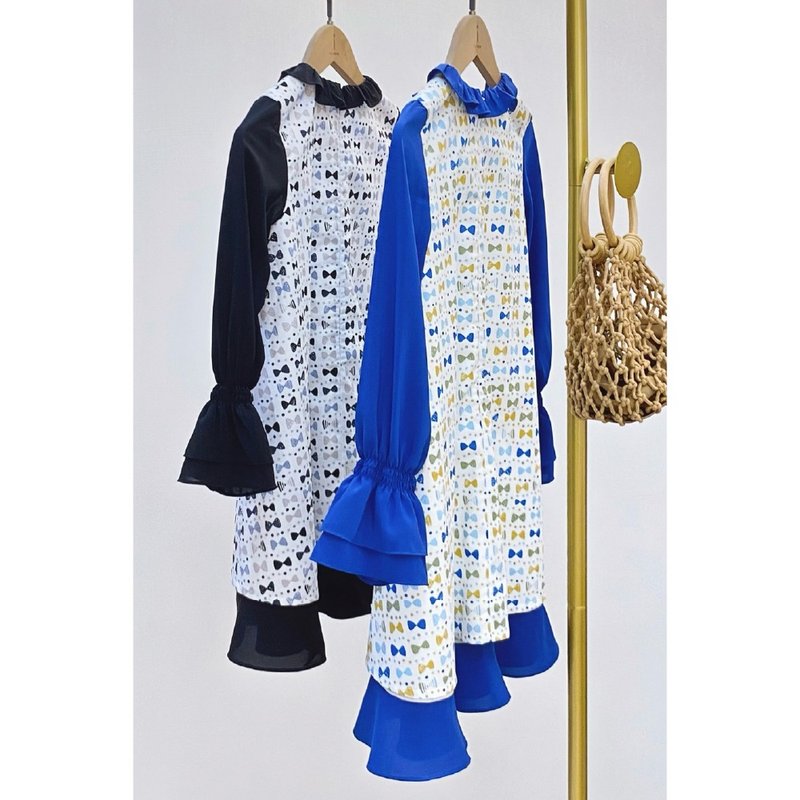 要去幫朋友慶生 • 雪紡拼接洋裝 - 童裝裙 - 棉．麻 藍色