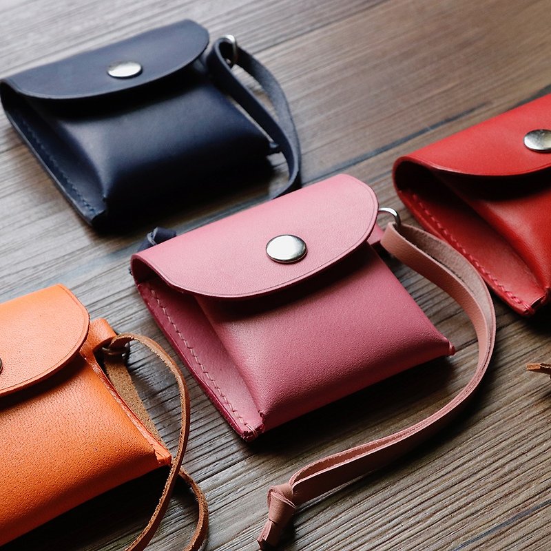 Obsessive-compulsive disorder texture square handmade leather universal pouch / coin purse / earphone storage bag - กระเป๋าใส่เหรียญ - หนังแท้ หลากหลายสี