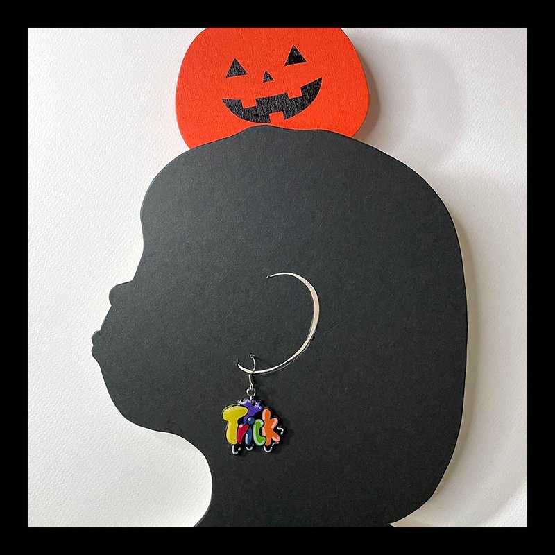 Halloween accessories trick or treat hand-painted handmade earrings - Earrings & Clip-ons - Plastic Multicolor