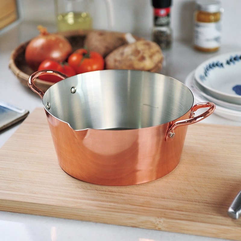 Japanese Tanabe gold fittings 0.9L pure copper double ear fryer-18cm - Cookware - Other Metals Multicolor