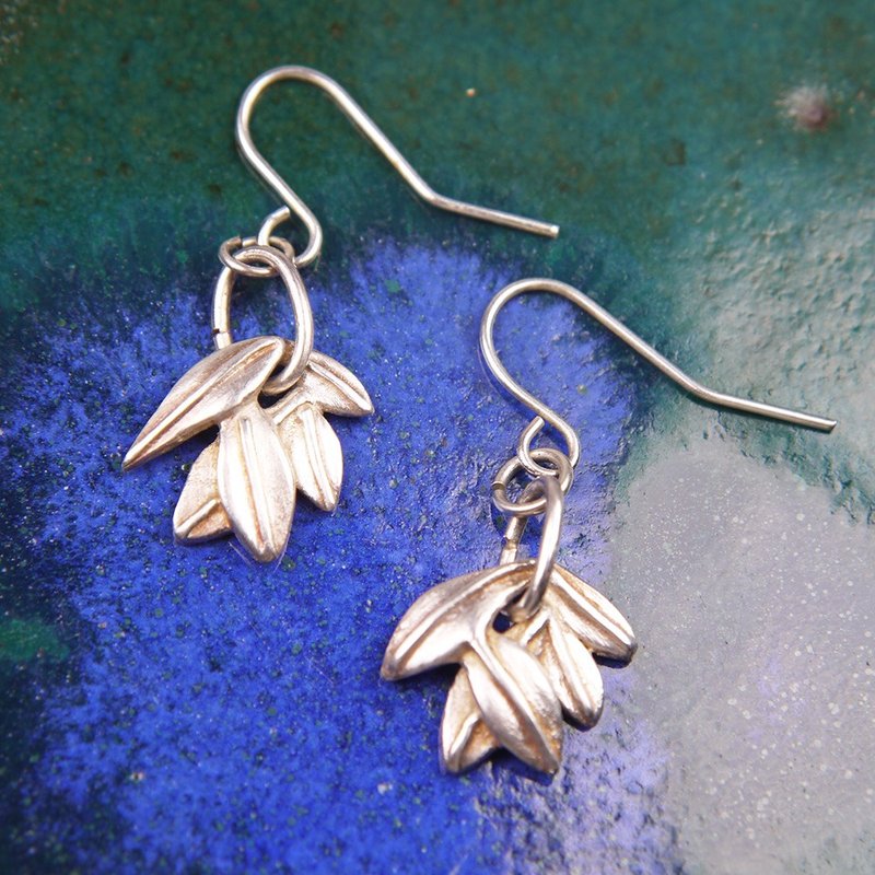 Bamboo Leaf-Pure Silver Ear Hook Earrings - Earrings & Clip-ons - Silver Silver