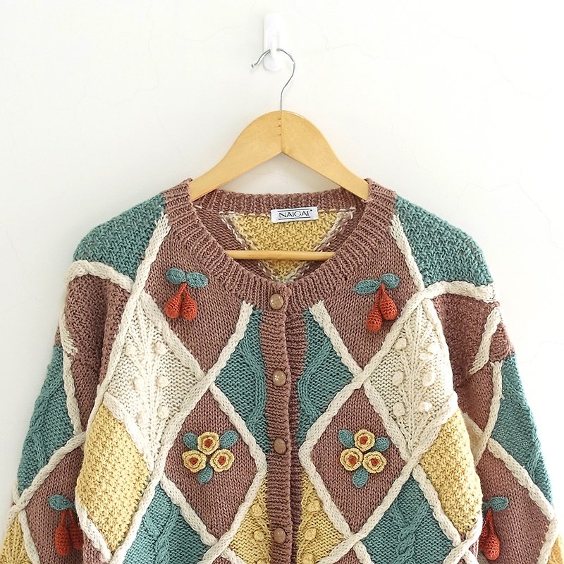 │Slowly│ fruit three-dimensional flowers - vintage sweater coat│vintage. Vintage. Arts .Japan - Women's Sweaters - Other Materials Multicolor