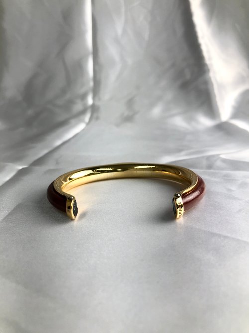 日本直送 名牌中古包 】HERMES エルメス バングル ブラウン×ゴールド