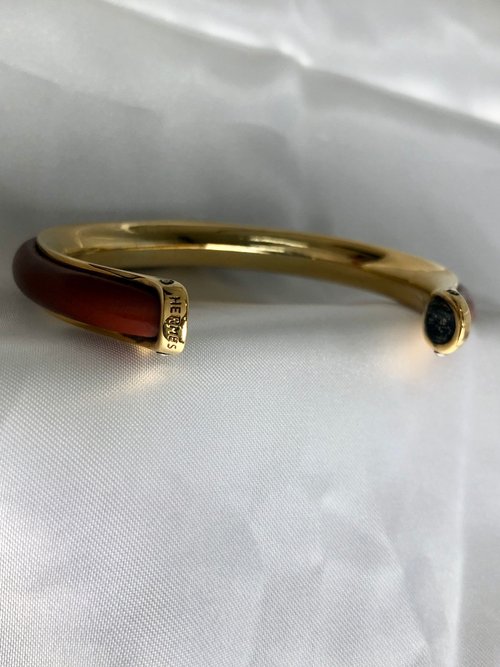 【美品級】HERMES ブラウンレザーバングル　ヴィンテージ 日本直送 名牌中古包 】HERMES エルメス バングル ブラウン