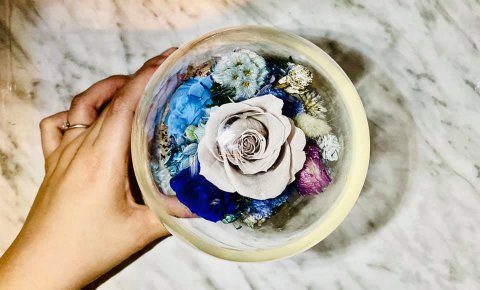 Teresa’s Floral Design 莫蘭迪永生玫瑰玻璃盅