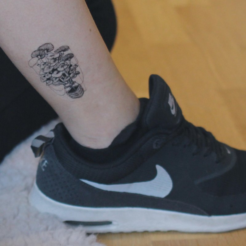 cottontatt 蘑菇熱氣球 手繪 紋身貼紙 - 紋身貼紙/刺青貼紙 - 其他材質 黑色