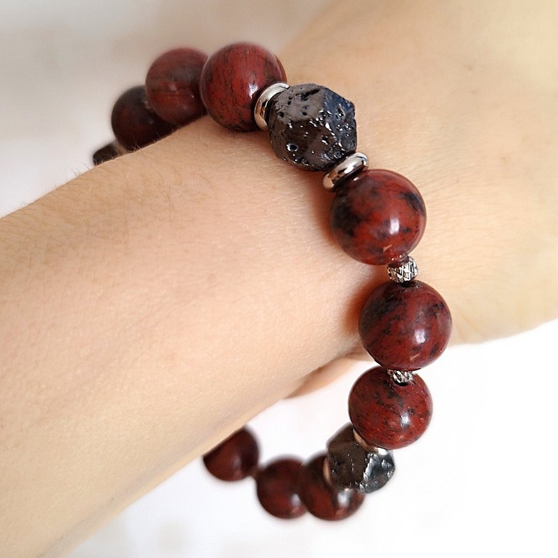 Stylish Bracelet Obsidian Lava Semi-Precious Stone Jewelry For Women - 手鍊/手環 - 半寶石 多色
