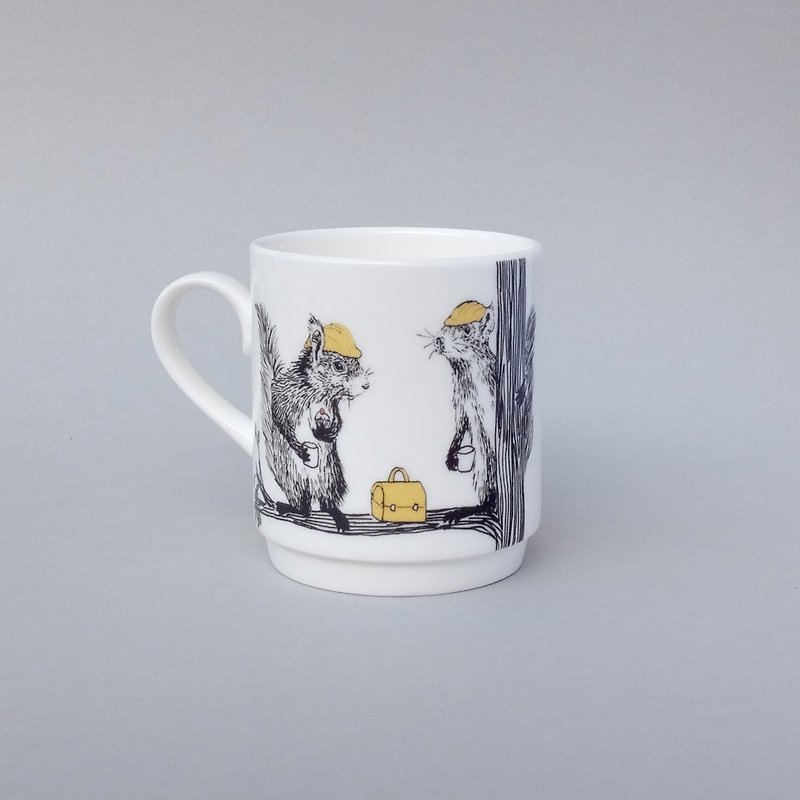 Squirrels Stacked Mugs | Jimbobart - Mugs - Porcelain White