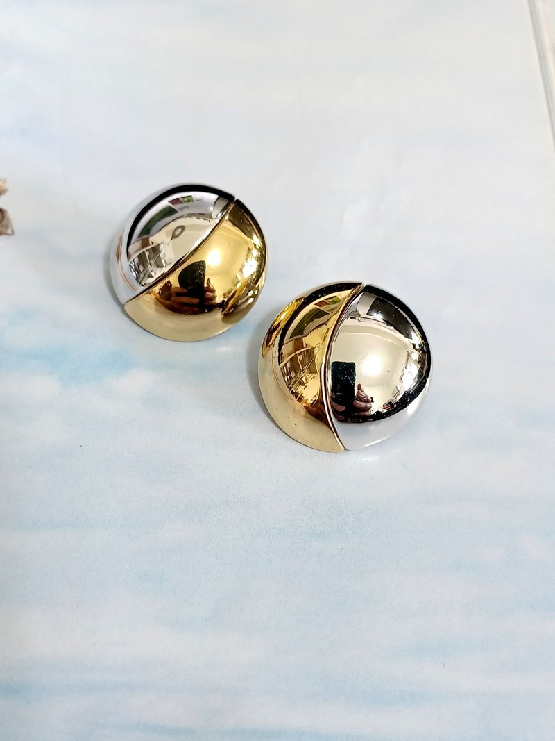 vintage jewelry  Monet 經典金銀雲形雙色 夾式耳環 - 耳環/耳夾/耳骨夾 - 其他金屬 