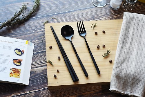 Timestone Goods 石代 304不鏽鋼極致黑餐具 | 湯匙、筷子、叉子