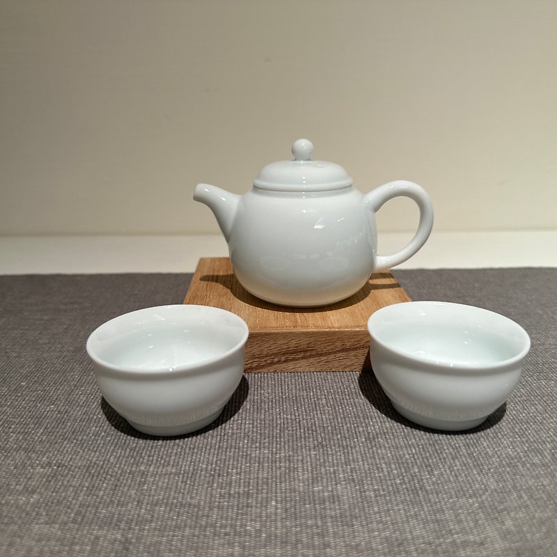 [Porcelain] Qingtian Run Porcelain Pot (one pot, two cups) exquisite teapot - Teapots & Teacups - Other Materials Transparent