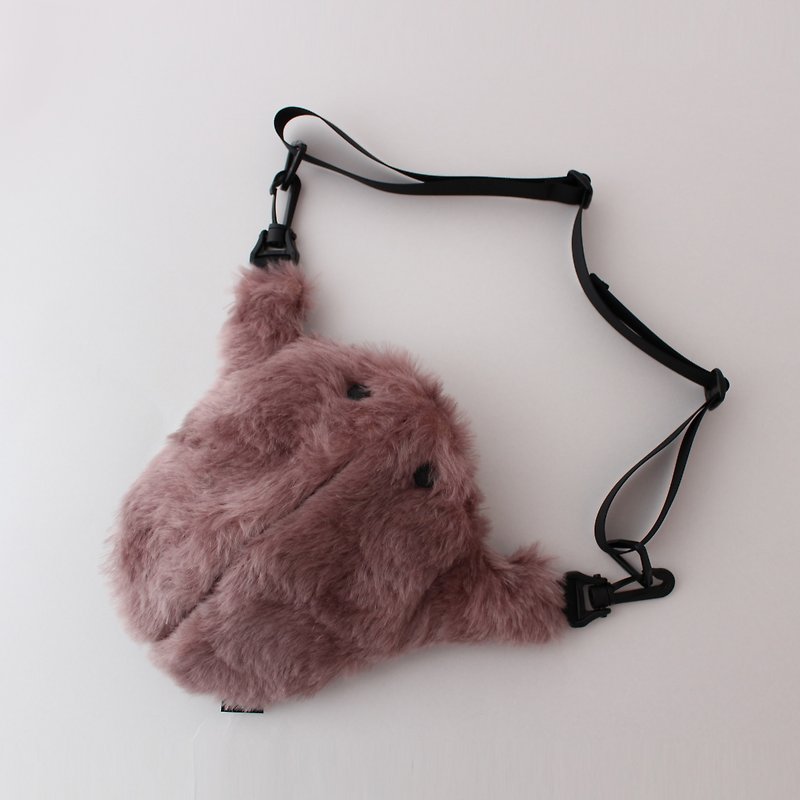 The creature bag　Middle　Kodomo-sagari　Purple Fur - Messenger Bags & Sling Bags - Polyester Purple