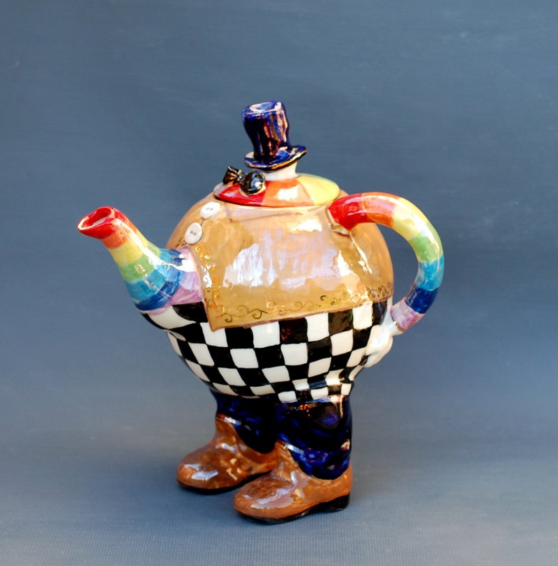 花式茶壺 陶瓷異想天開的雕塑 瓷俑 腿上的茶壺 - 茶壺/茶杯/茶具 - 瓷 多色