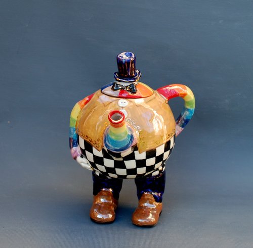 Large teapot Handmade unusual ceramic teapot Mushrooms figurine