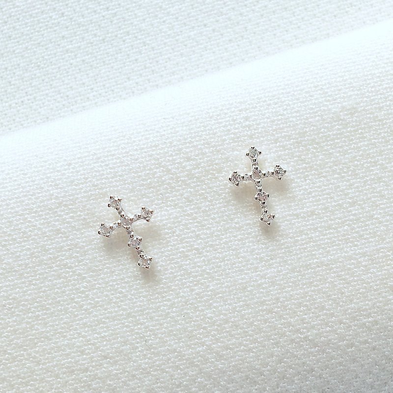 Baroque Cross S925 Sterling Silver Earrings Allergy Free - Earrings & Clip-ons - Sterling Silver Silver